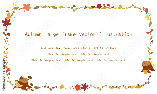 Autumn large frame vector art, decorative fallen leaves
