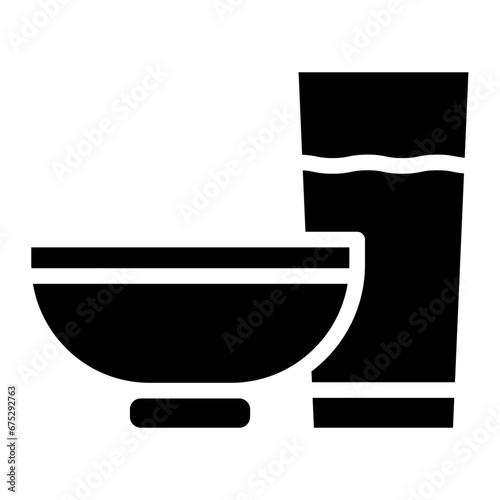 cereal bowl with milk glass glyph