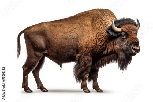 Bison on white background