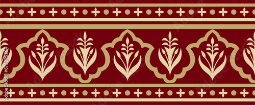 Vector seamless national red and black ornament of ancient Persia. Iranian ethnic endless border, frame..