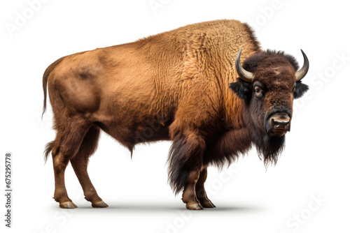 Bison on white background