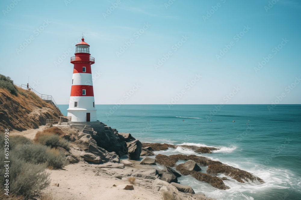 Photo of Lighthouse in perfect weather by coast