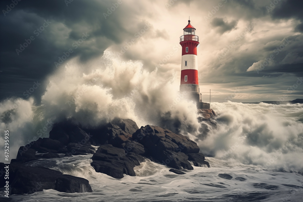 Photo of Lighthouse in very bad weather on coast