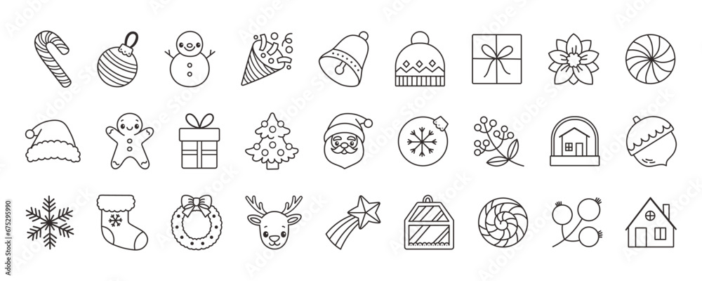 New year icon set many design elements. Vector illustration.