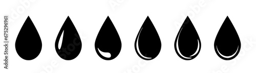 Water drop icon set. Water drop shape icon symbol. Flat style Isolated on white background. Vector illustration