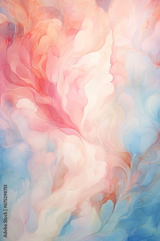 Abstract background with soft, watercolor gradients and gentle swirls. Vertical