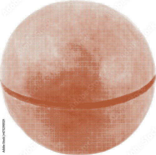Macadamia nut unpolished, one close-up, isolated, from circle dots of different sizes on white background
