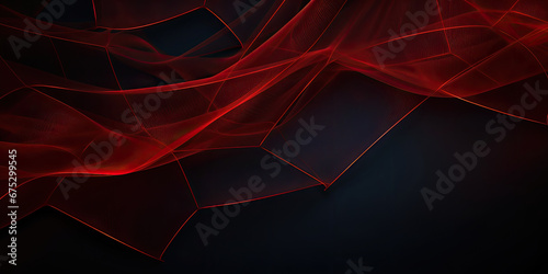 Abstract red net grid texture on black background photo