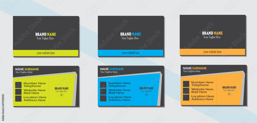 Double sided business card design. Modern business card design.
