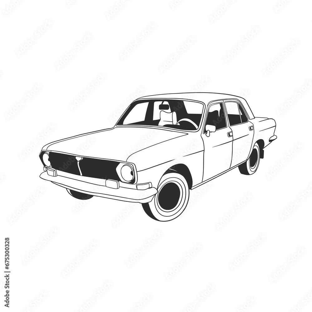 Outline illustration design of a vintage car 25