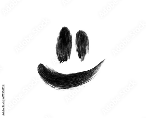 watercolour acrylic brushstroke smily face on transparent png background isolated