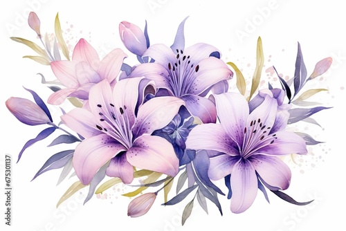 Flower artwork in watercolor style  perfect for weddings  invitations  decor  and prints. Generative AI