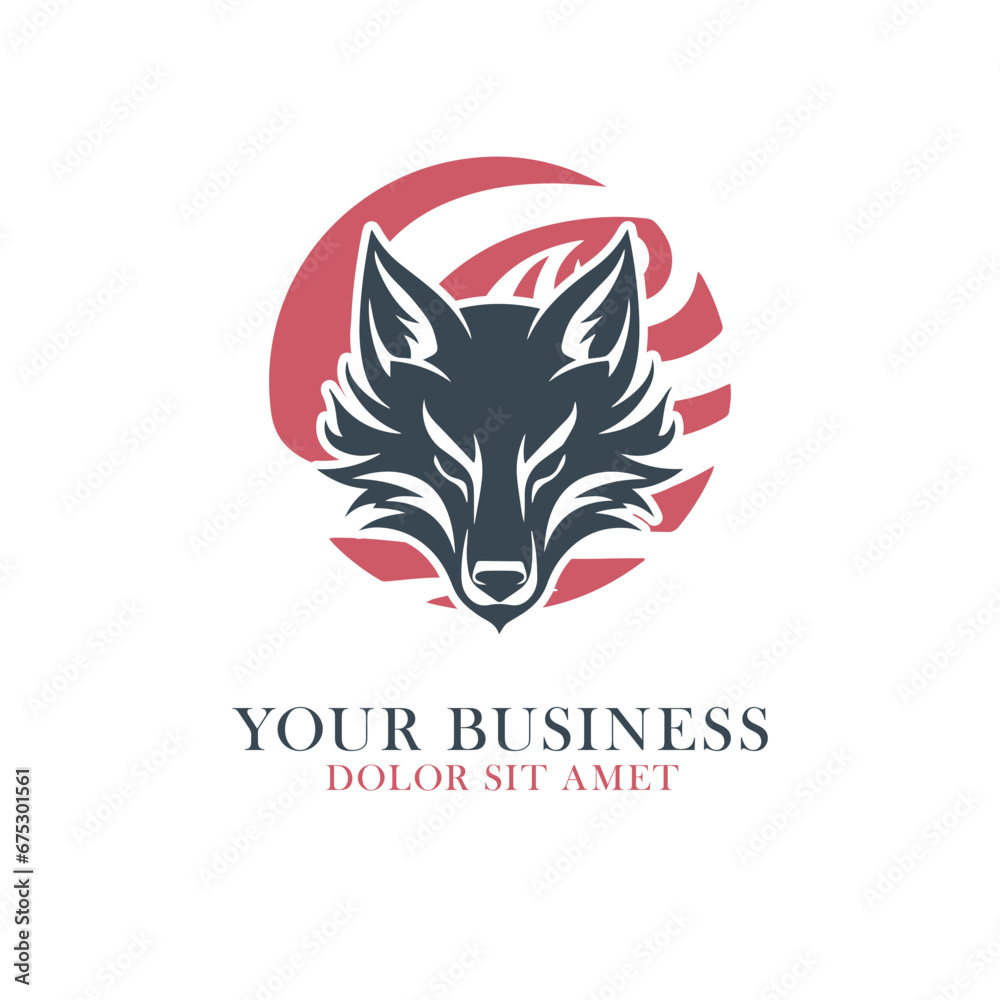 fox with abstract tribal logo template for business fox with abstract tribal logo template for business