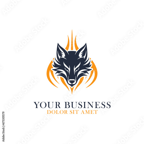 Fototapeta Naklejka Na Ścianę i Meble -  fox with abstract tribal logo template for business