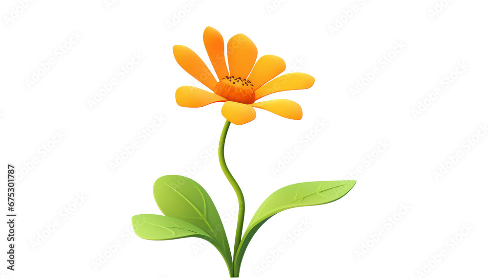 3d orange flower isolated on transparent background cutout