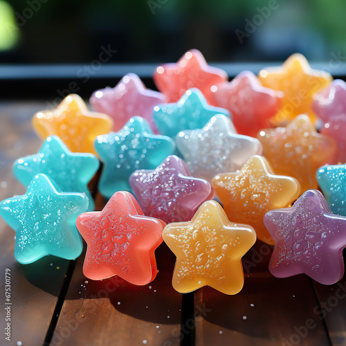Stellar Sweetness: A Pile of Colorful Star-Shaped Gummy Candies