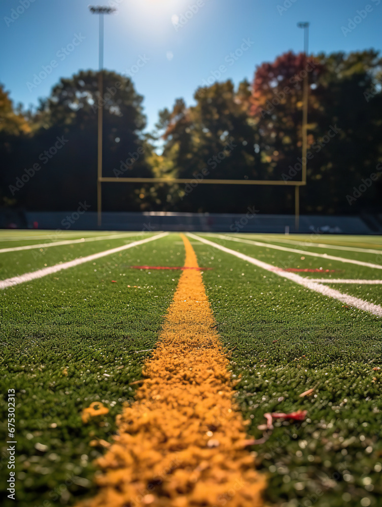 Autumn Serenity: An Empty Football Field in Fall