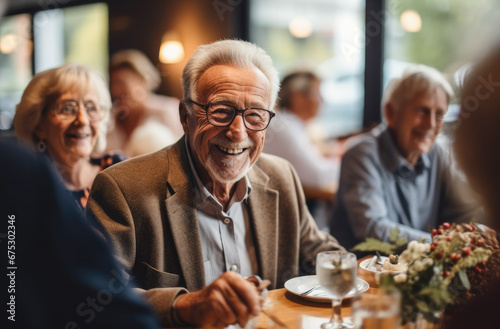 Seniors men activities during a social gathering.