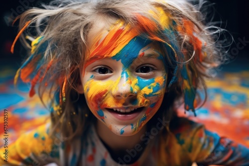 A Little girl covered in paint, Featured social image.