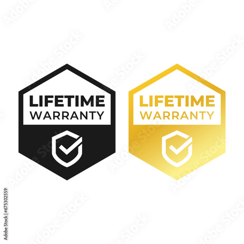 Golden banner lifetime warranty. Lifetime Warranty label, sticker, seal, badge, icon, logo, signflat vector illustration