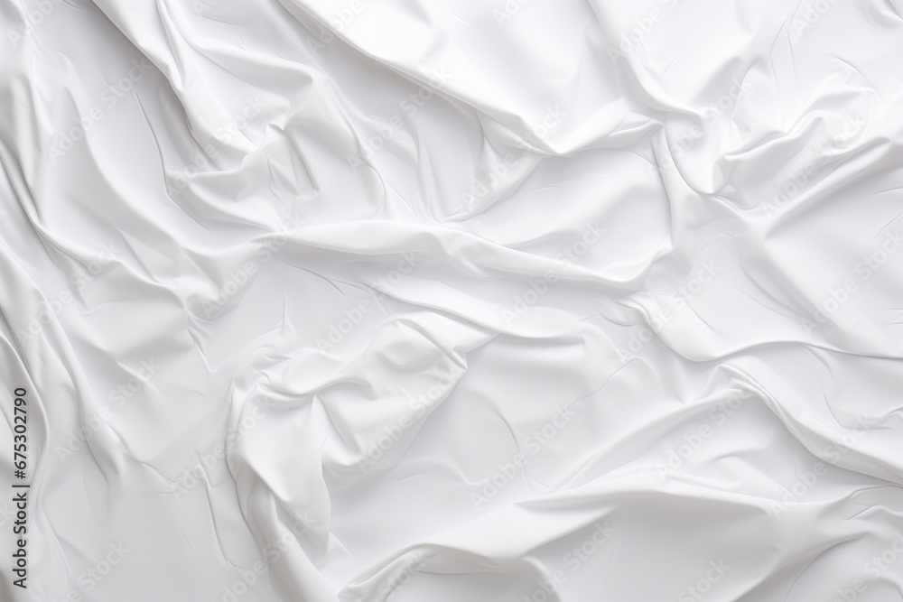 Obraz premium White blank texture background - fabric, textile, paper creased, folds - mockup