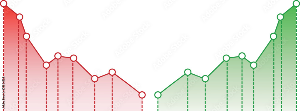 Photo & Art Print Profit and lost money or budget, red and green ...