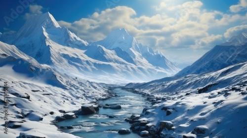 Majestic snow capped mountains, Winter wonderland, Epic adventure.