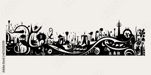 ethnic traditional tribal illustration black and white