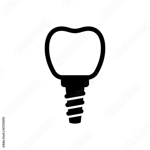 Dental implant icon. Replacement tooth. Dental crown. Vector icon isolated on white background.