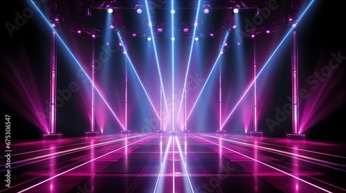 Vibrant Pink and Blue Stage Lights Illuminating a Dynamic Concert Atmosphere at Night