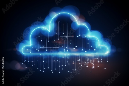 Cloud computing concept. Smart city wireless internet communication with cloud storage, cloud services. Download, upload data on server. © Werckmeister