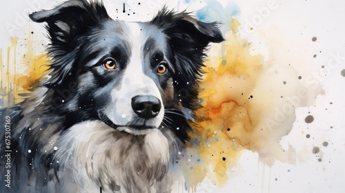 Border Collie Watercolor Painting
