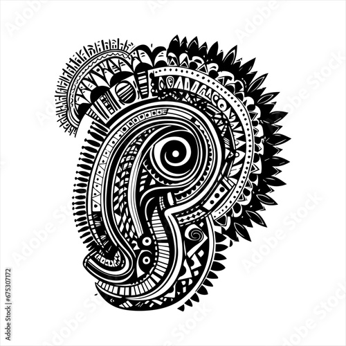 ethnic traditional tribal illustration black and white