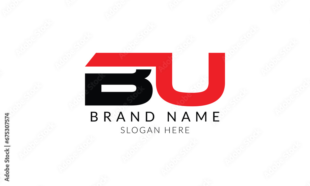 bu creative black red letter logo design. bu creative black red letter logo design.