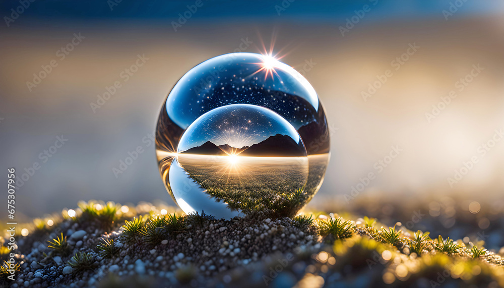 diamond ball with a world inside, futuristic world, origin of the universe, - obrazy, fototapety, plakaty 