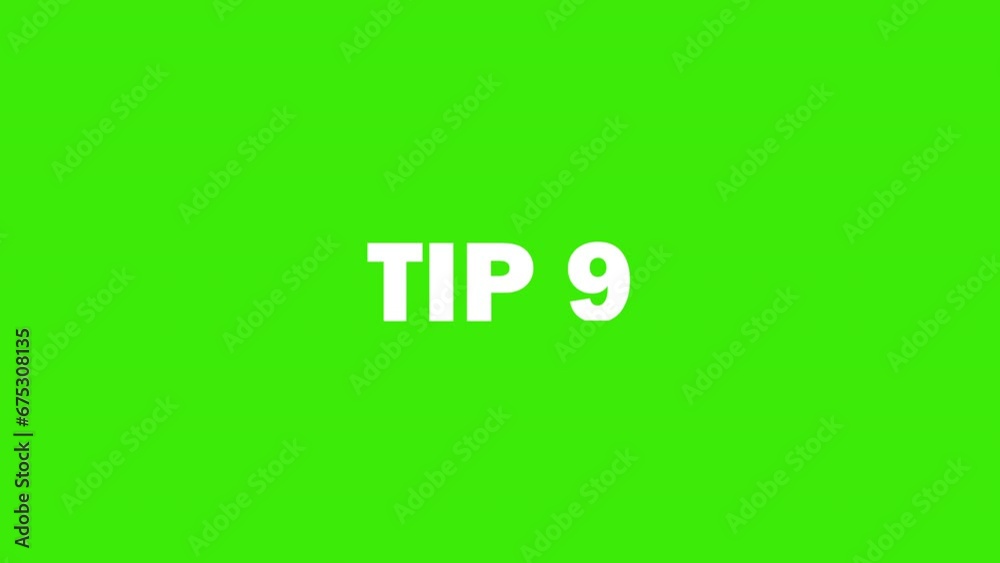 Tip 9 text Animation slot machine effect on a green screen Tip 9 text Animation slot machine effect on a green screen