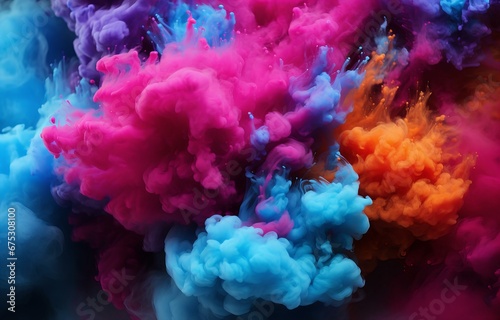 Vivid Explosion of Colorful Ink Clouds in Water Creating an Abstract Artistic Background Display