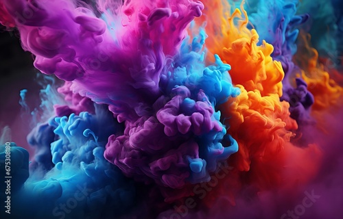 Mesmerizing Dance of Colorful Smoke Swirls in a Dynamic Abstract Art Explosion of Hues
