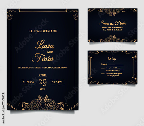 elegant wedding invitation cards set
