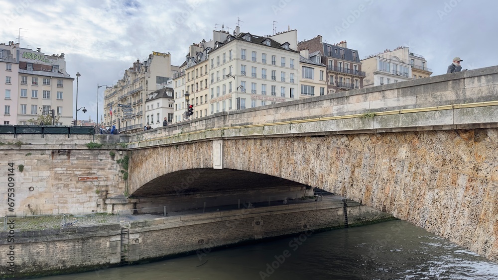 Beautiful view of paris france river and bridge