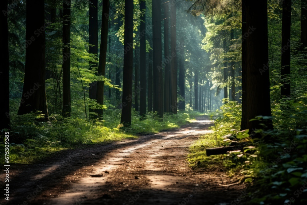 Obraz premium Snowy Forest Paths - Generative AI