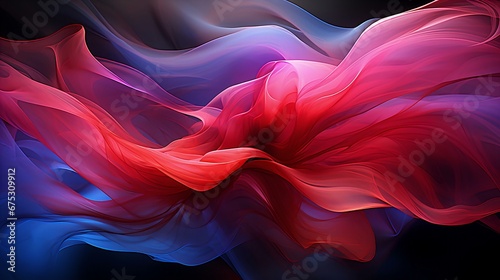 Abstract Elegance: A Vivid Dance of Red and Blue Silk Fabrics in Fluid Motion