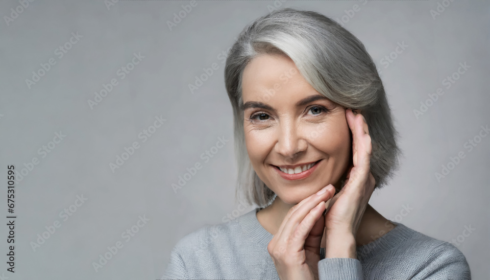 schöne Frau vor grauen Hintergrund schöne Frau vor grauen Hintergrund