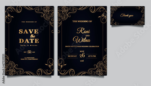 luxury elegant wedding invitation card set