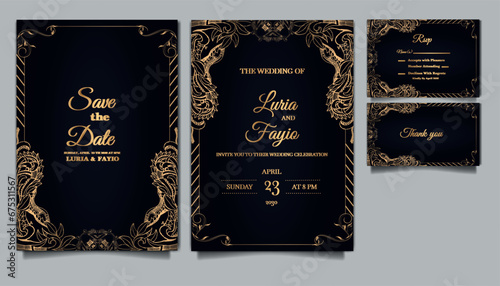 luxury wedding invitation card design set