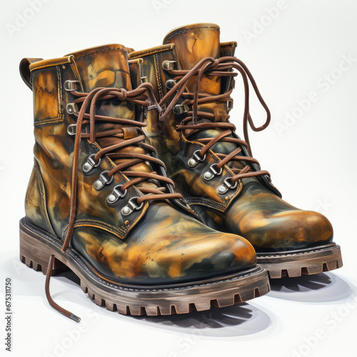 watercolor Boots shoe clipart, Generative Ai