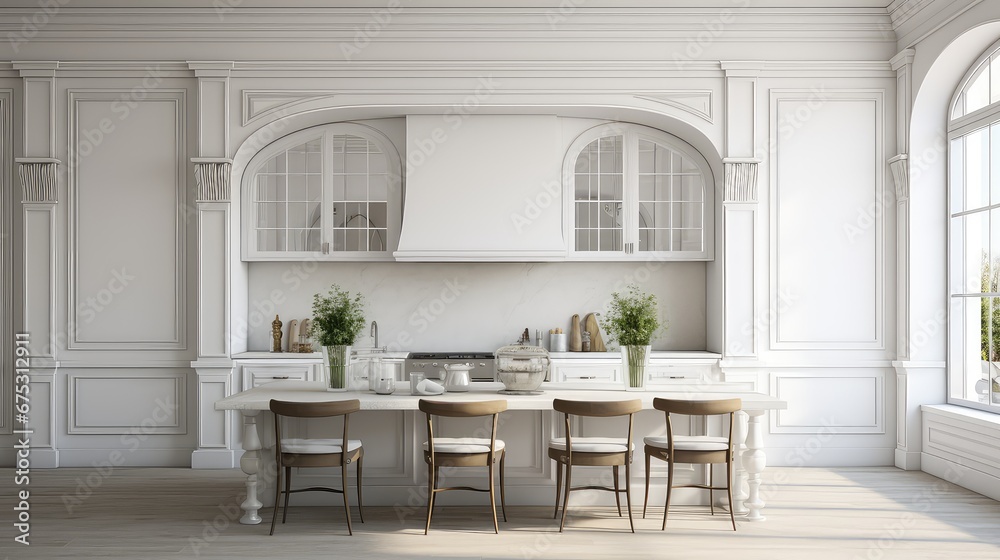 3D rendering interior of a wooden dining table in a modern dining room. 3D rendering interior of a wooden dining table in a modern dining room.