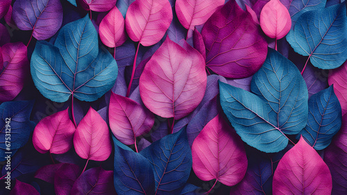 Natural macro texture of beautiful leaves toned in blue and purple pink tones. background © AI ARTS