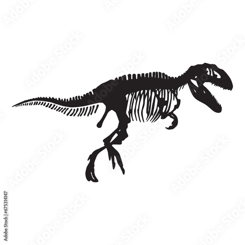 Giganotosaurus dinosaur skeleton silhouette © firevectors