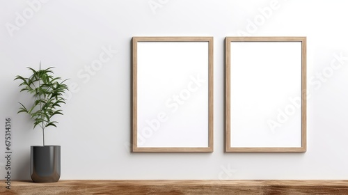3D rendering of the empty gallery borders hang on a wall. The empty borders are simple and uncluttered.